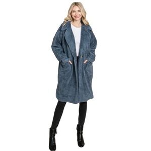 Culture Code USA Women’s Medium Charcoal Teddy Plush Cozy Jacket Coat Oversized